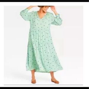 Plus Size friendly Long Sleeve Tiered Dress - A New Day Mint